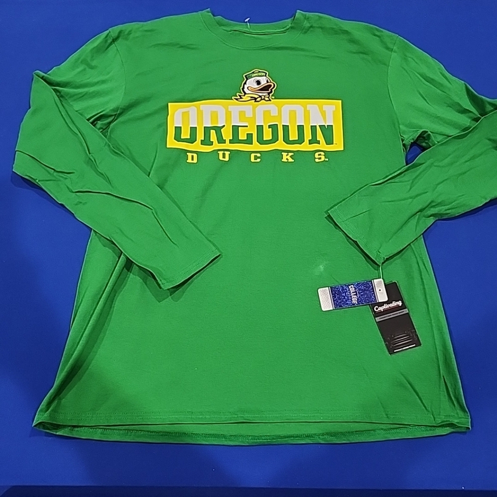 Oregon Ducks Long (XL) Sleeve Shirt Mens Captivating GREEN LS NCAA Football